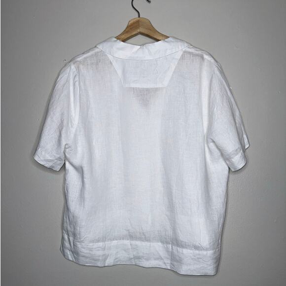 Quince White Linen Short Sleeve Shirt Women’s Size Large Button Front Top - Picture 6 of 7